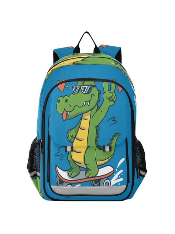 Backpack 12.9 *5.1 * 17.7 Inches Outing Backpack, Shopping Backpack, Travel Backpack Crocodile Skateboard