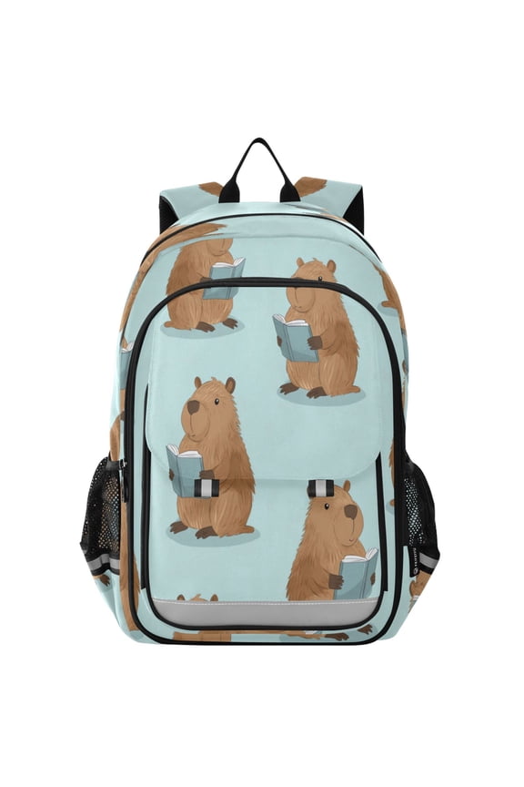 Backpack 12.9 *5.1 * 17.7 Inches Outing Backpack, Shopping Backpack, Travel Backpack Cute Capibara Seamless