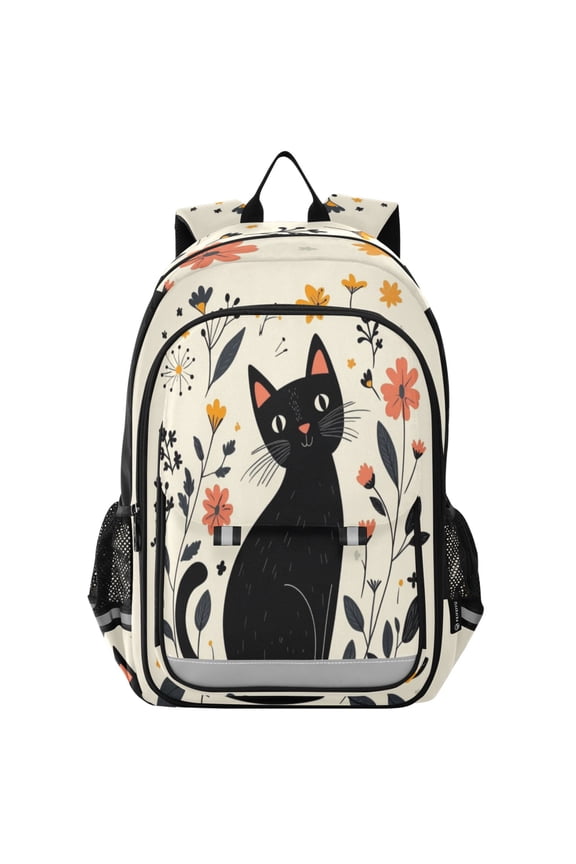Backpack 12.9 *5.1 * 17.7 Inches Outing Backpack, Shopping Backpack, Travel Backpack Cute Cartoon Black Cat
