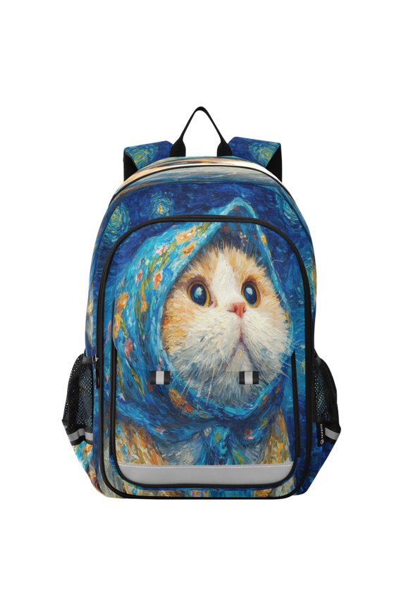Backpack 12.9 *5.1 * 17.7 Inches Outing Backpack, Shopping Backpack, Travel Backpack Cute Cat with Embroidery