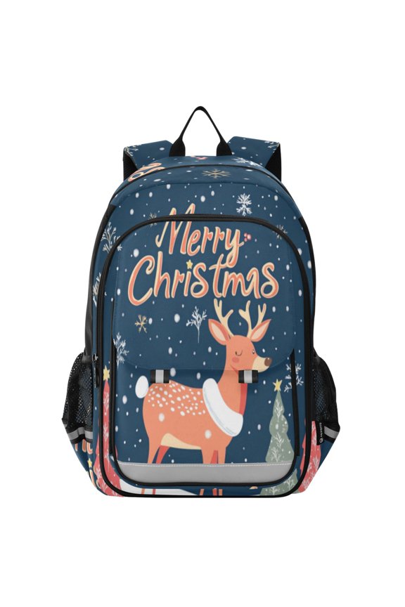 Backpack 12.9 *5.1 * 17.7 Inches Outing Backpack, Shopping Backpack, Travel Backpack Cute Christmas Deer Picture