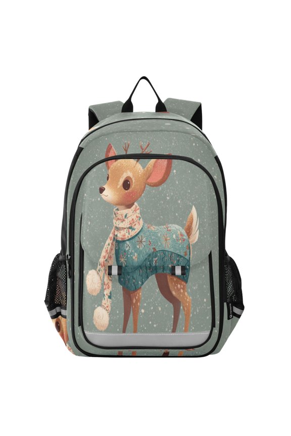 Backpack 12.9 *5.1 * 17.7 Inches Outing Backpack, Shopping Backpack, Travel Backpack Cute Christmas Deer