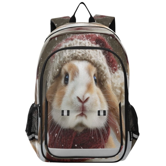 Backpack 12.9 *5.1 * 17.7 Inches Outing Backpack, Shopping Backpack, Travel Backpack Cute Christmas Rabbit