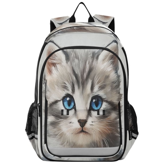 Backpack 12.9 *5.1 * 17.7 Inches Outing Backpack, Shopping Backpack, Travel Backpack Cute Gray Cat