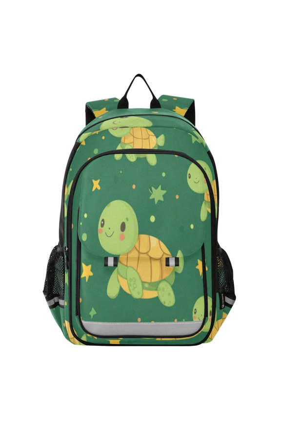 Backpack 12.9 *5.1 * 17.7 Inches Outing Backpack, Shopping Backpack, Travel Backpack Cute Green Cartoon Turtle