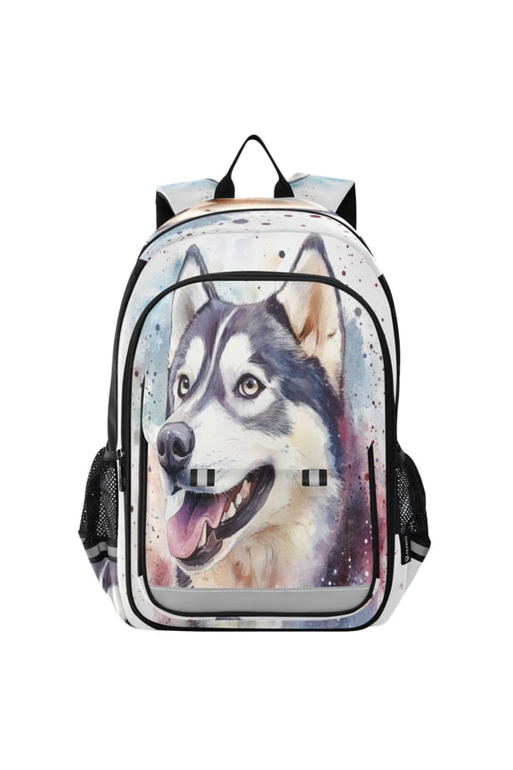 Backpack 12.9 *5.1 * 17.7 Inches Outing Backpack, Shopping Backpack, Travel Backpack Cute Husky Dog