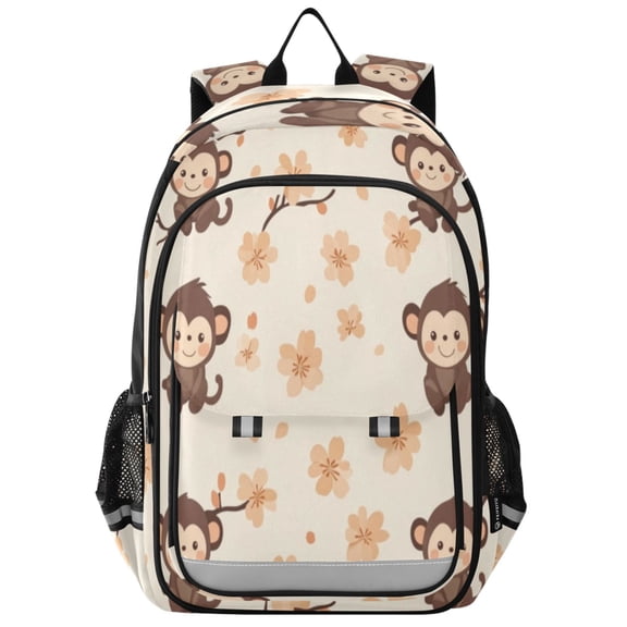 Backpack 12.9 *5.1 * 17.7 Inches Outing Backpack, Shopping Backpack, Travel Backpack Cute Little Brown Monkey