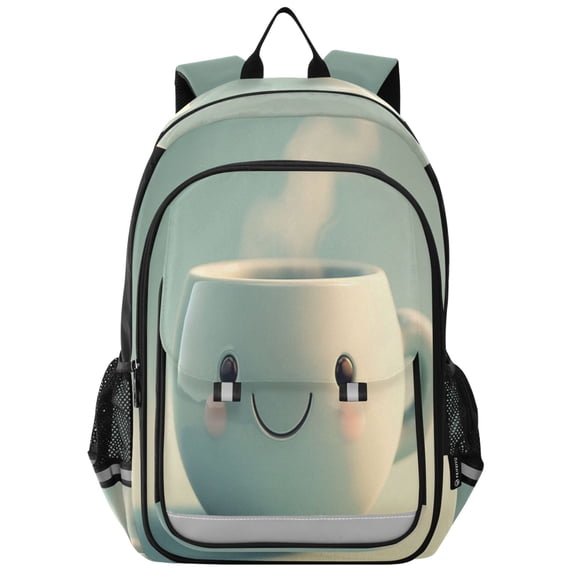 Backpack 12.9 *5.1 * 17.7 Inches Outing Backpack, Shopping Backpack, Travel Backpack Cute Smile Cup