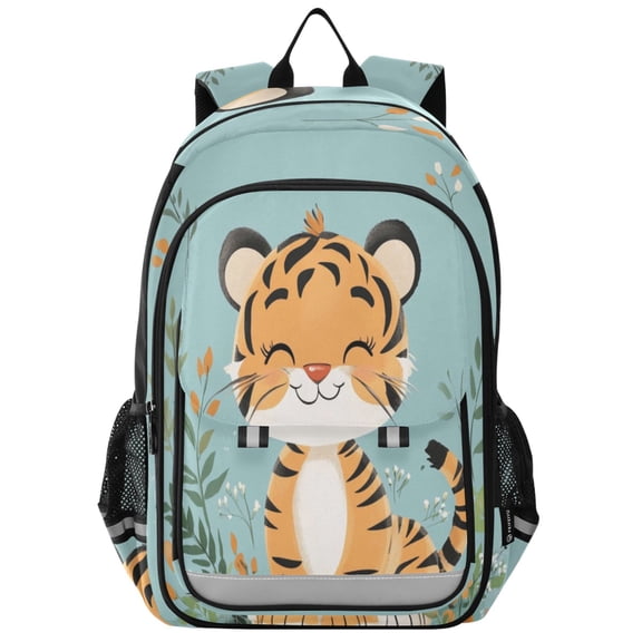 Backpack 12.9 *5.1 * 17.7 Inches Outing Backpack, Shopping Backpack, Travel Backpack Cute Smiling Tiger