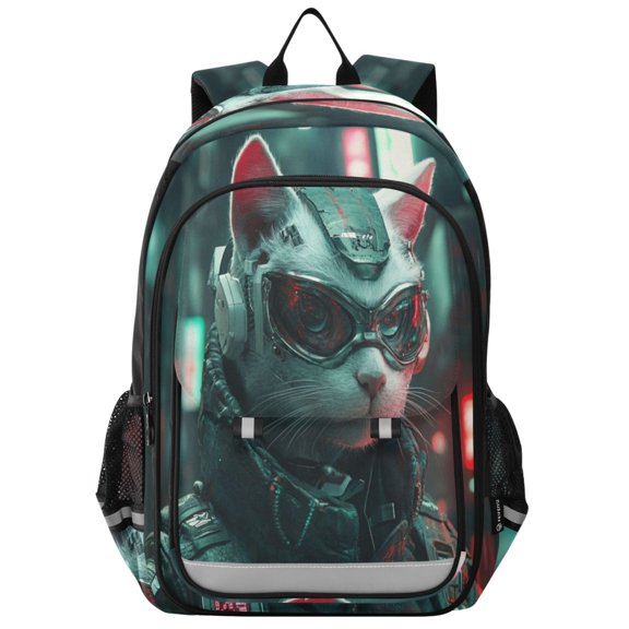 Backpack 12.9 *5.1 * 17.7 Inches Outing Backpack, Shopping Backpack, Travel Backpack Cyberpunk Cat