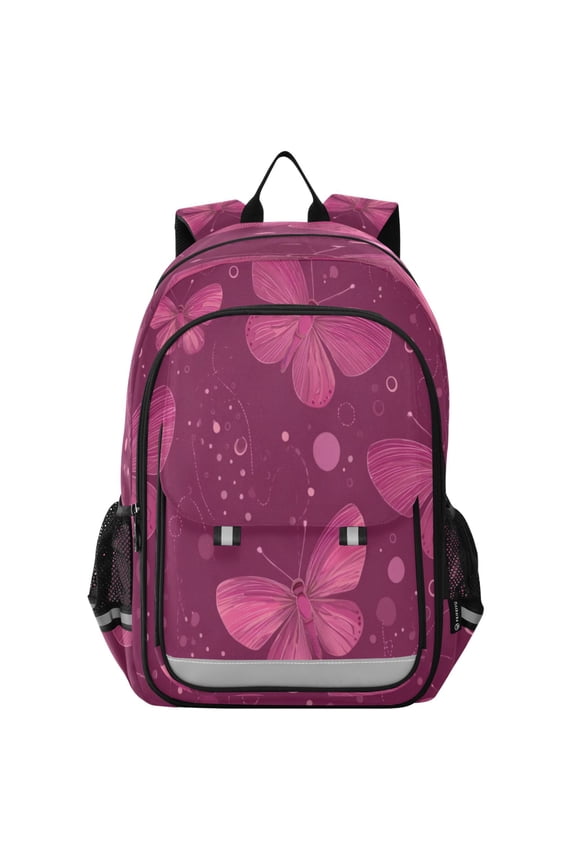 Backpack 12.9 *5.1 * 17.7 Inches Outing Backpack, Shopping Backpack, Travel Backpack Dark Pink Butterfly Wings
