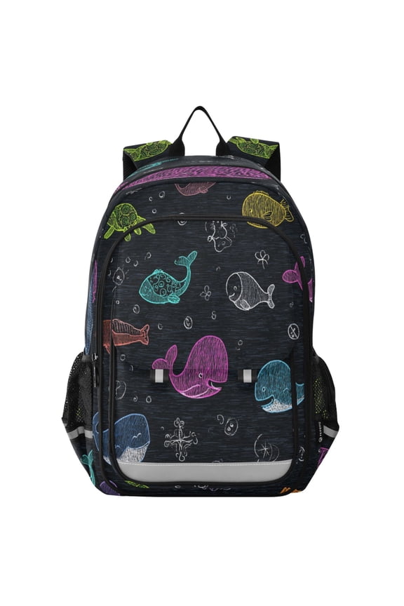 Backpack 12.9 *5.1 * 17.7 Inches Outing Backpack, Shopping Backpack, Travel Backpack Deep Sea Doodle Creatures