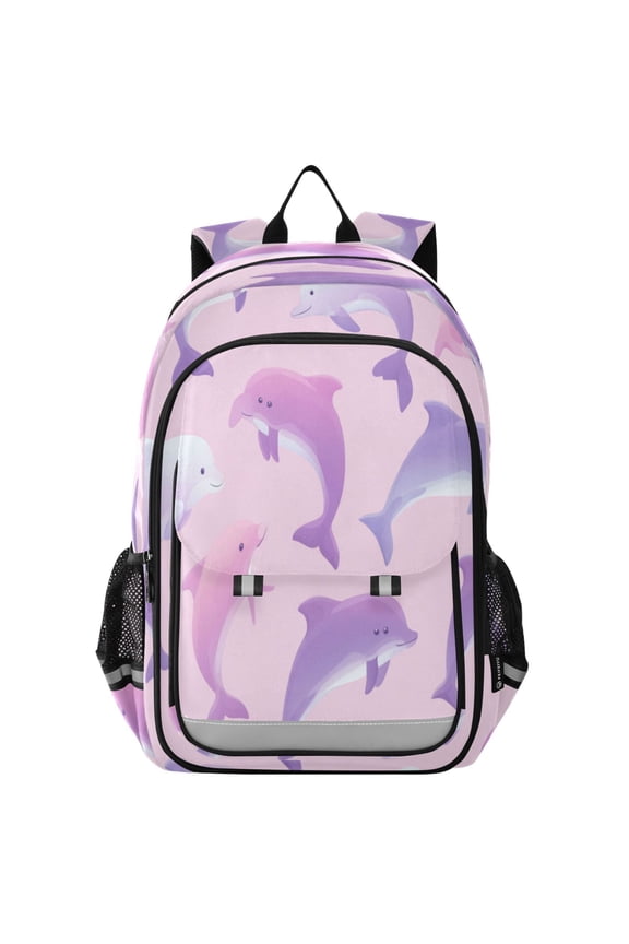 Backpack 12.9 *5.1 * 17.7 Inches Outing Backpack, Shopping Backpack, Travel Backpack Dolphin Pattern Pastel