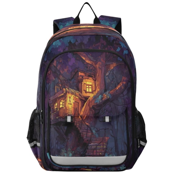Backpack 12.9 *5.1 * 17.7 Inches Outing Backpack, Shopping Backpack, Travel Backpack Enchanted Cabin Glowing Woods