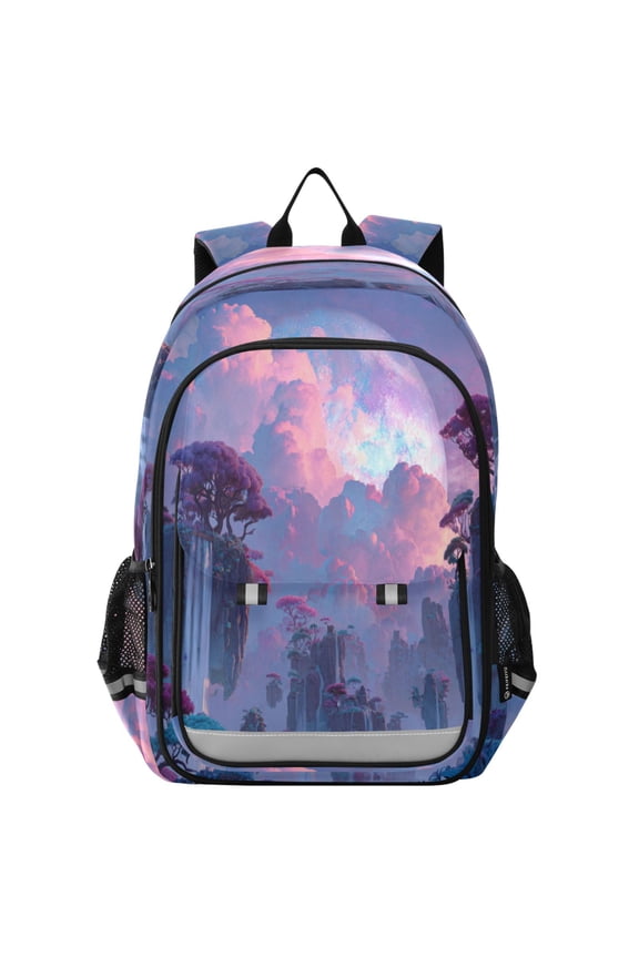 Backpack 12.9 *5.1 * 17.7 Inches Outing Backpack, Shopping Backpack, Travel Backpack Fantasy Floating Island Waterfalls