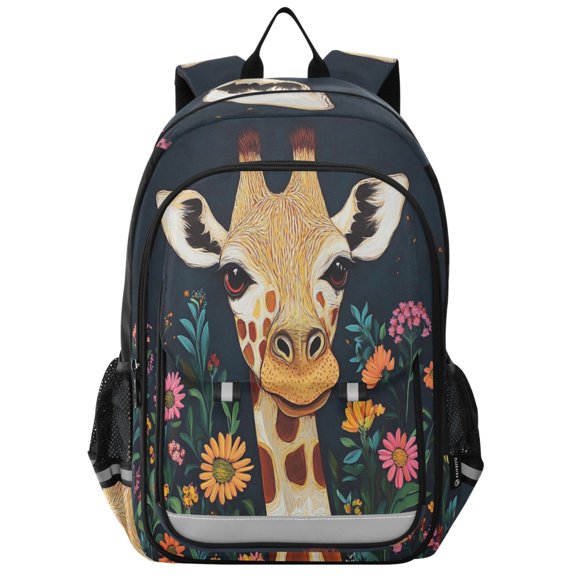 Backpack 12.9 *5.1 * 17.7 Inches Outing Backpack, Shopping Backpack, Travel Backpack Flowers and Giraffes
