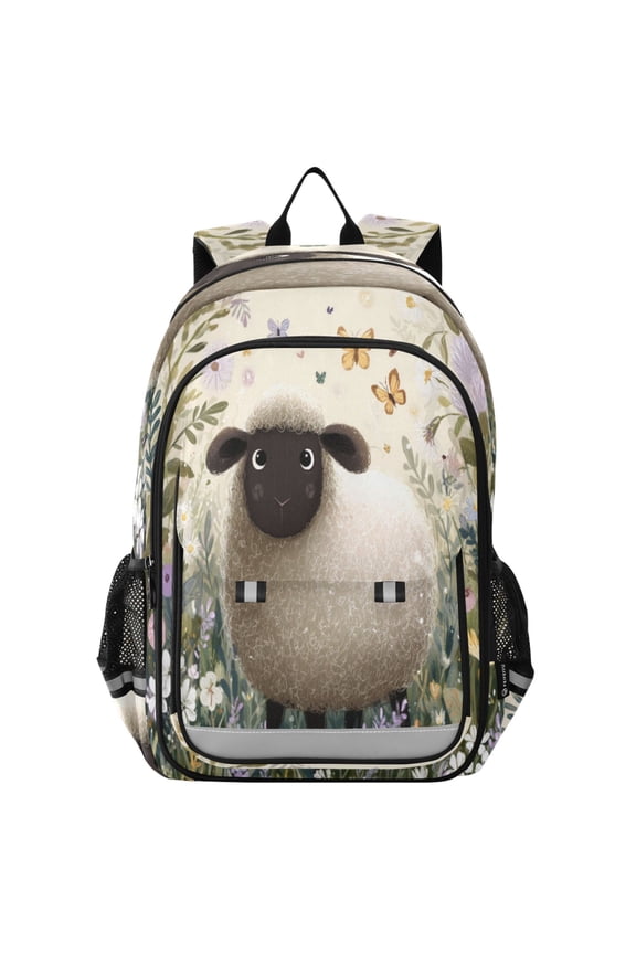 Backpack 12.9 *5.1 * 17.7 Inches Outing Backpack, Shopping Backpack, Travel Backpack Fluffy Sheep in Garden