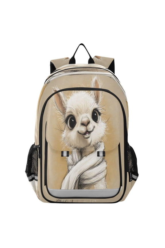 Backpack 12.9 *5.1 * 17.7 Inches Outing Backpack, Shopping Backpack, Travel Backpack Furry Cute Alpaca Portrait