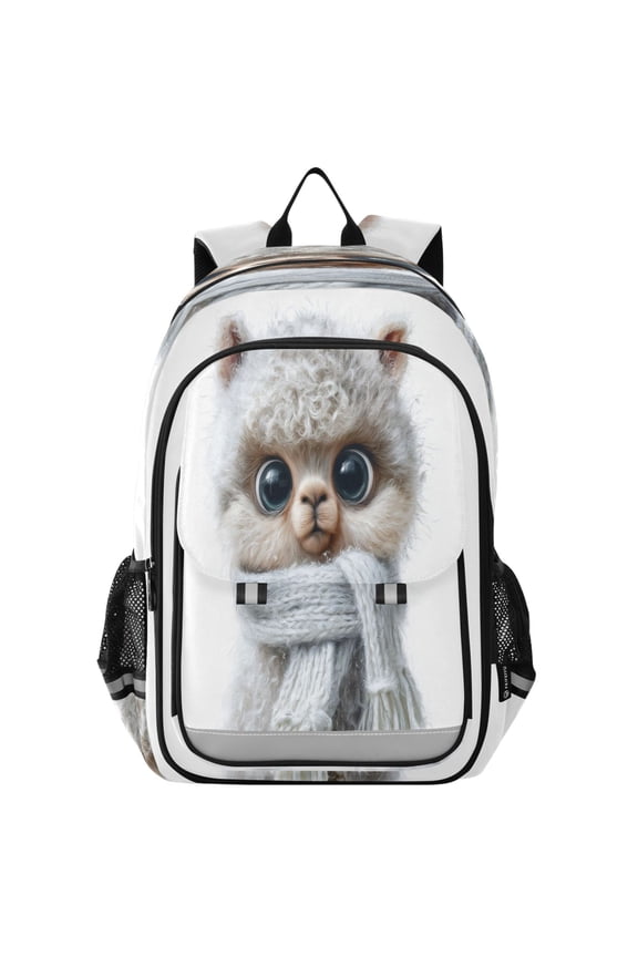 Backpack 12.9 *5.1 * 17.7 Inches Outing Backpack, Shopping Backpack, Travel Backpack Fuzzy Llama Image