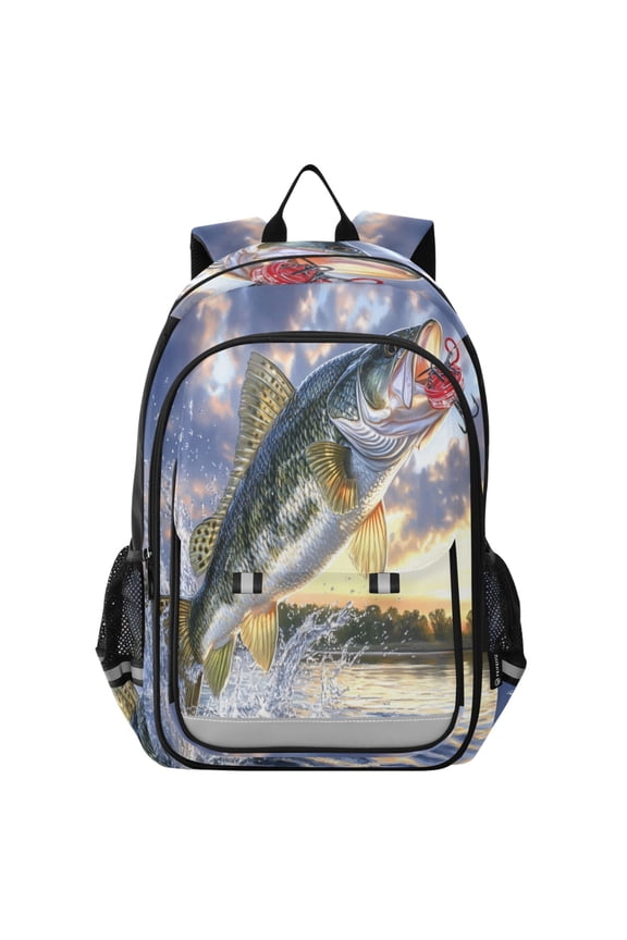 Backpack 12.9 *5.1 * 17.7 Inches Outing Backpack, Shopping Backpack, Travel Backpack Golden Fish Picture