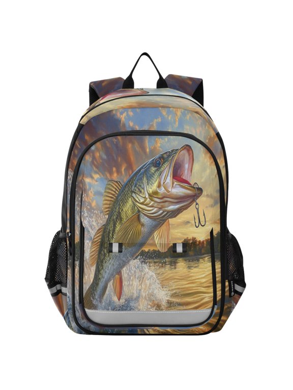 Backpack 12.9 *5.1 * 17.7 Inches Outing Backpack, Shopping Backpack, Travel Backpack Golden Fish