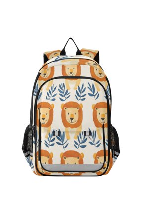 Backpack 12.9 *5.1 * 17.7 Inches Outing Backpack, Shopping Backpack, Travel Backpack Golden Lion Seamless