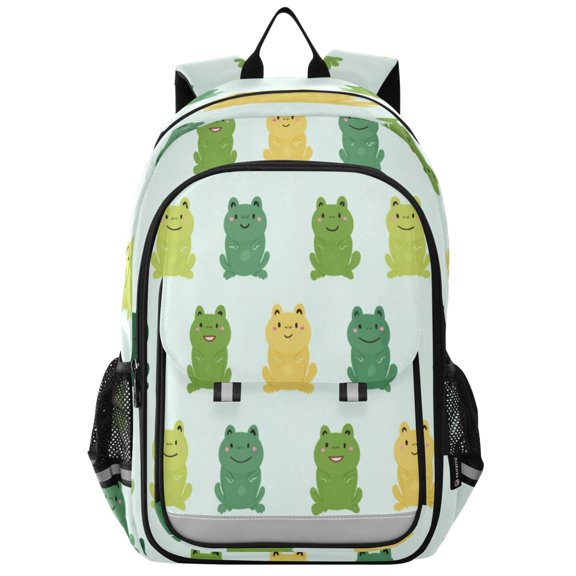 Backpack 12.9 *5.1 * 17.7 Inches Outing Backpack, Shopping Backpack, Travel Backpack Green Frog Seamless