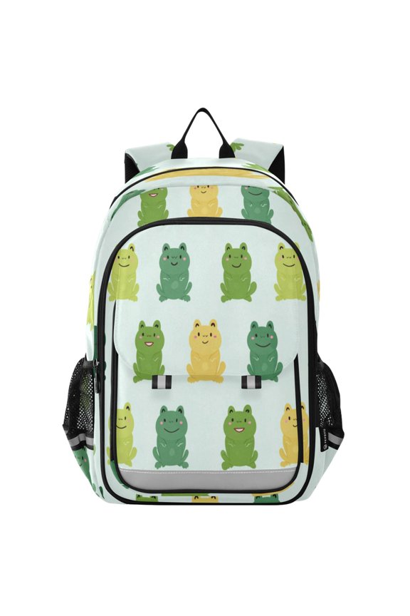Backpack 12.9 *5.1 * 17.7 Inches Outing Backpack, Shopping Backpack, Travel Backpack Green Frog Seamless