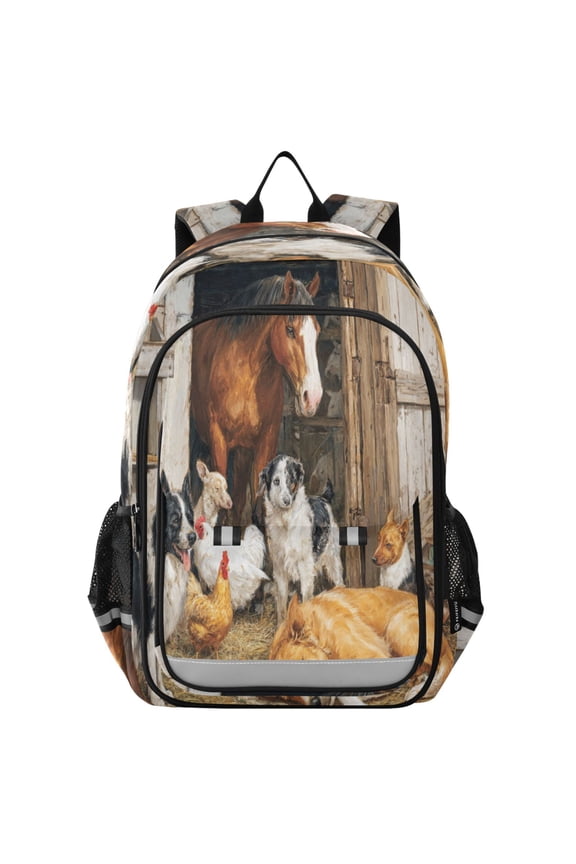 Backpack 12.9 *5.1 * 17.7 Inches Outing Backpack, Shopping Backpack, Travel Backpack Horses and Dogs