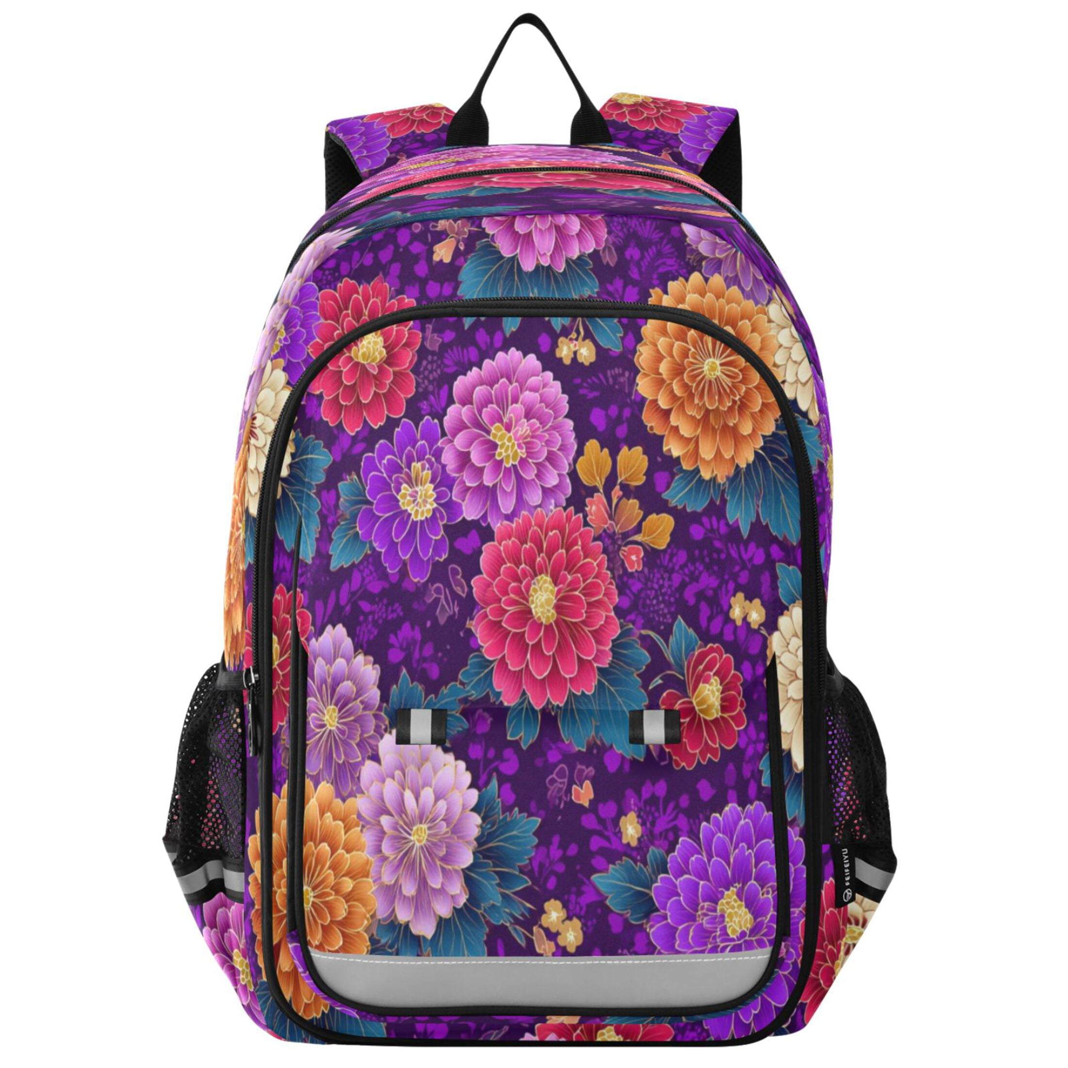 Backpack 12.9 *5.1 * 17.7 Inches Outing Backpack, Shopping Backpack, Travel Backpack Japanese Flowers