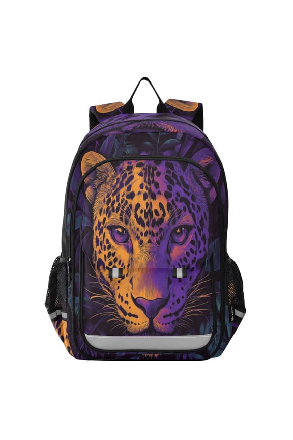 Backpack 12.9 *5.1 * 17.7 Inches Outing Backpack, Shopping Backpack, Travel Backpack Jungle Purple Leopard