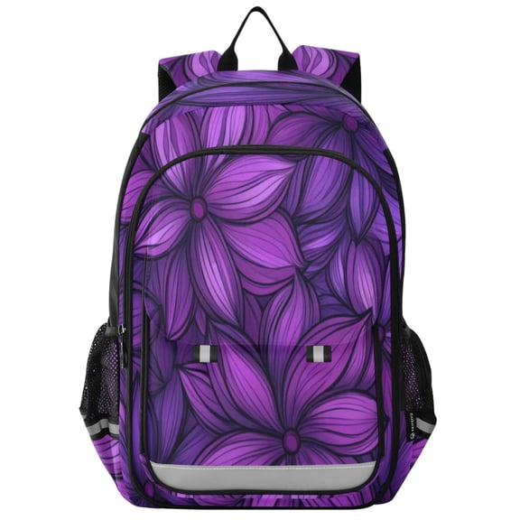 Backpack 12.9 *5.1 * 17.7 Inches Outing Backpack, Shopping Backpack, Travel Backpack Large Purple Flower Pattern