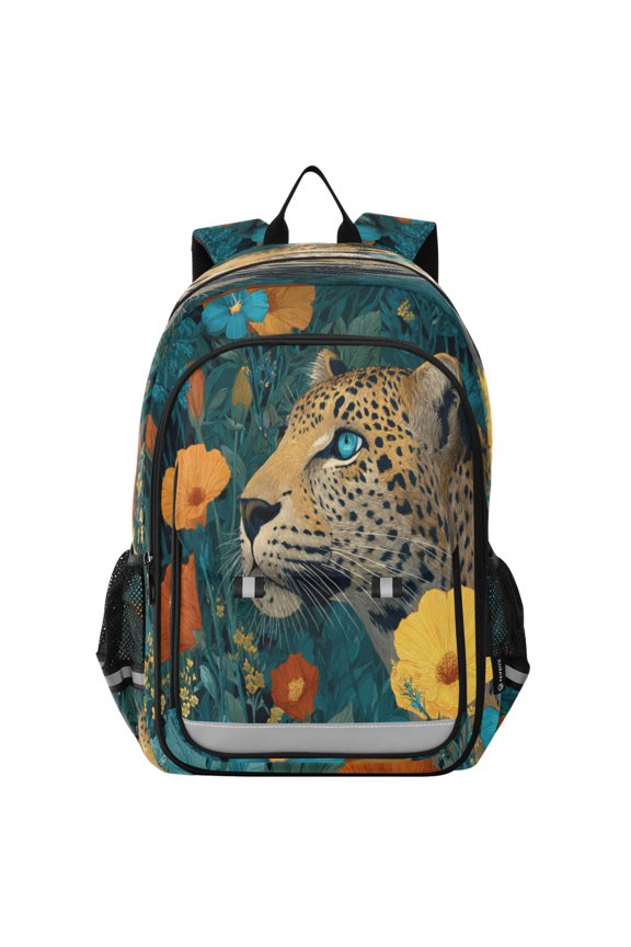 Backpack 12.9 *5.1 * 17.7 Inches Outing Backpack, Shopping Backpack, Travel Backpack Leopard in Jungle Orange