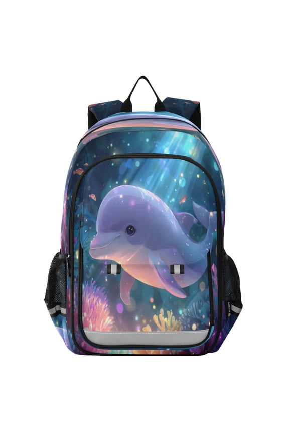 Backpack 12.9 *5.1 * 17.7 Inches Outing Backpack, Shopping Backpack, Travel Backpack Little Dolphins Swimming