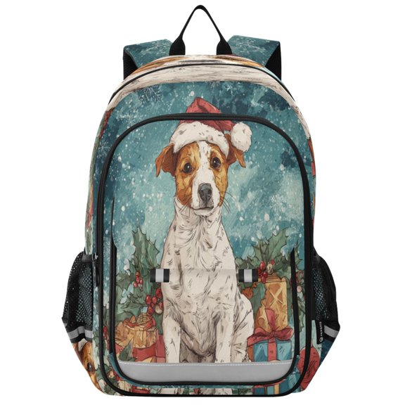 Backpack 12.9 *5.1 * 17.7 Inches Outing Backpack, Shopping Backpack, Travel Backpack Magical Christmas Cute Dog