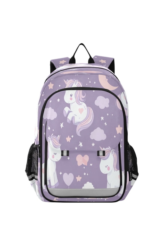 Backpack 12.9 *5.1 * 17.7 Inches Outing Backpack, Shopping Backpack, Travel Backpack Magical Unicorn and Moon
