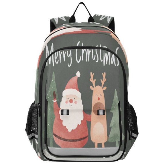 Backpack 12.9 *5.1 * 17.7 Inches Outing Backpack, Shopping Backpack, Travel Backpack Merry Christmas Deer