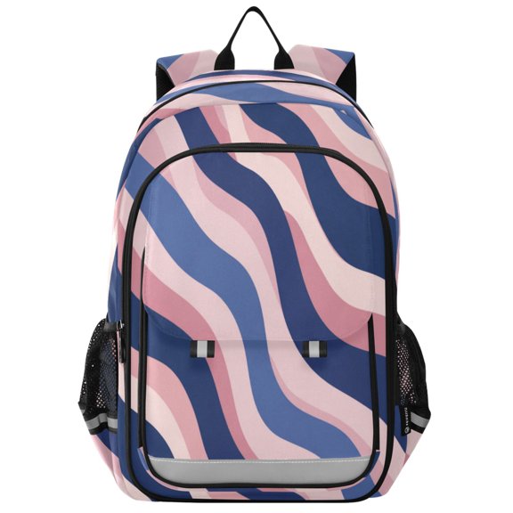 Backpack 12.9 *5.1 * 17.7 Inches Outing Backpack, Shopping Backpack, Travel Backpack Minimalist Wavy Stripe