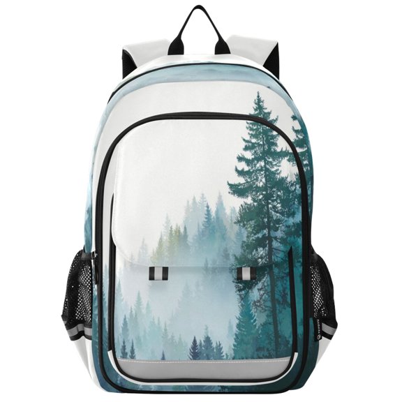Backpack 12.9 *5.1 * 17.7 Inches Outing Backpack, Shopping Backpack, Travel Backpack Misty Pine Forest Scene