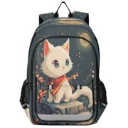 Backpack 12.9 *5.1 * 17.7 Inches Outing Backpack, Shopping Backpack, Travel Backpack Moon Cat