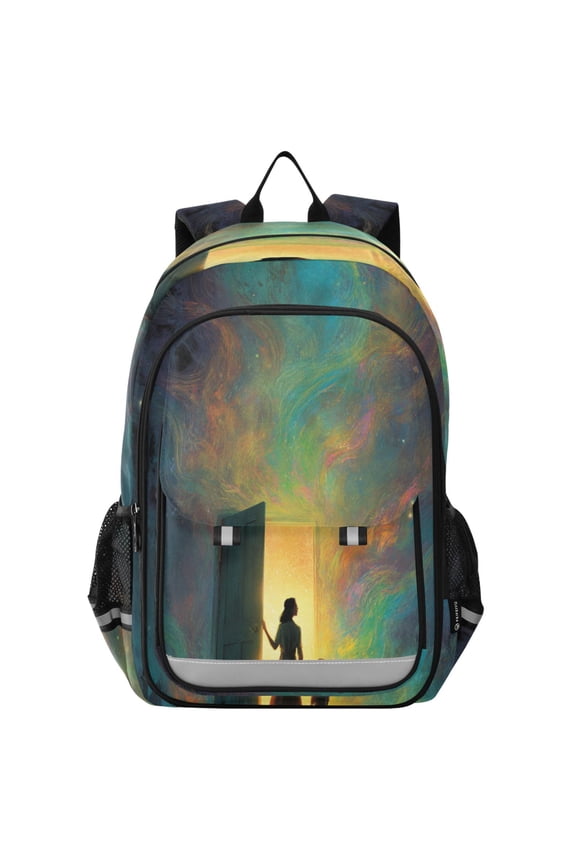 Backpack 12.9 *5.1 * 17.7 Inches Outing Backpack, Shopping Backpack, Travel Backpack Open Door Silhouette Poster