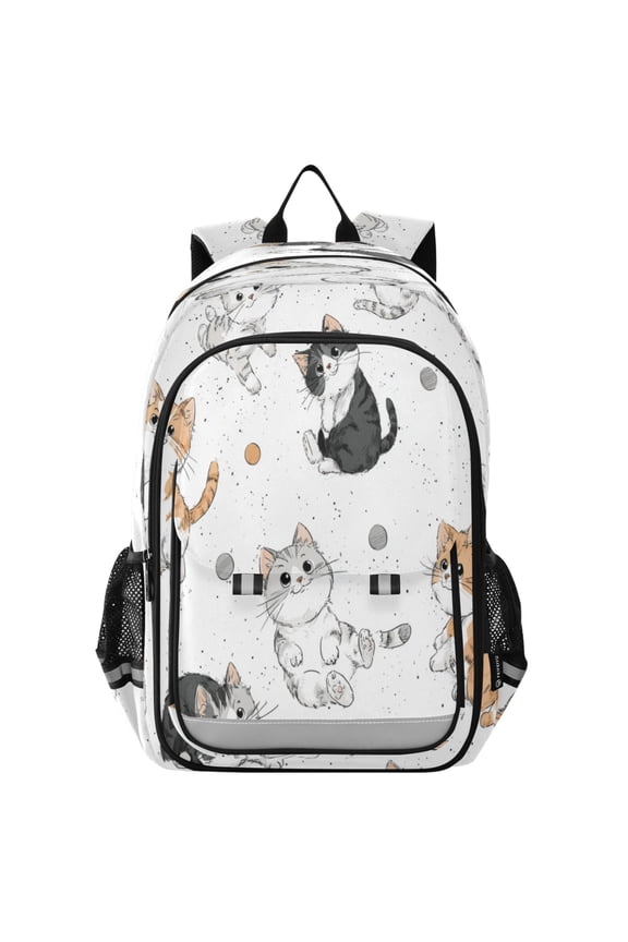 Backpack 12.9 *5.1 * 17.7 Inches Outing Backpack, Shopping Backpack, Travel Backpack Orange Kitten Seamless