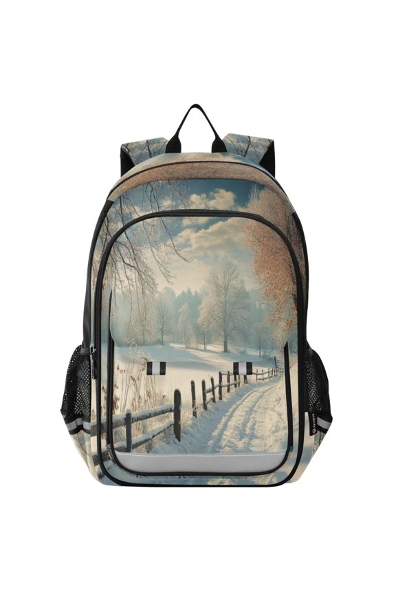 Backpack 12.9 *5.1 * 17.7 Inches Outing Backpack, Shopping Backpack, Travel Backpack Picturesque Snow