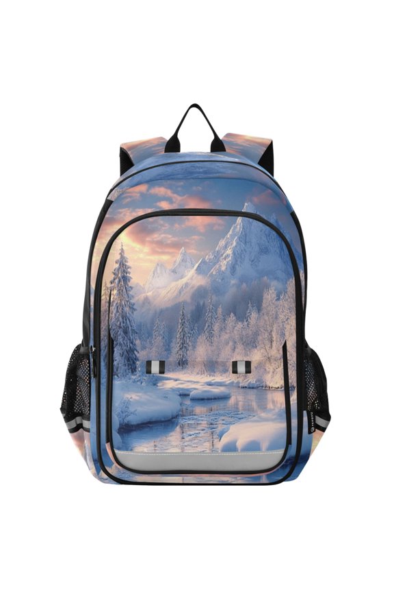 Backpack 12.9 *5.1 * 17.7 Inches Outing Backpack, Shopping Backpack, Travel Backpack Picturesque Winter Snow