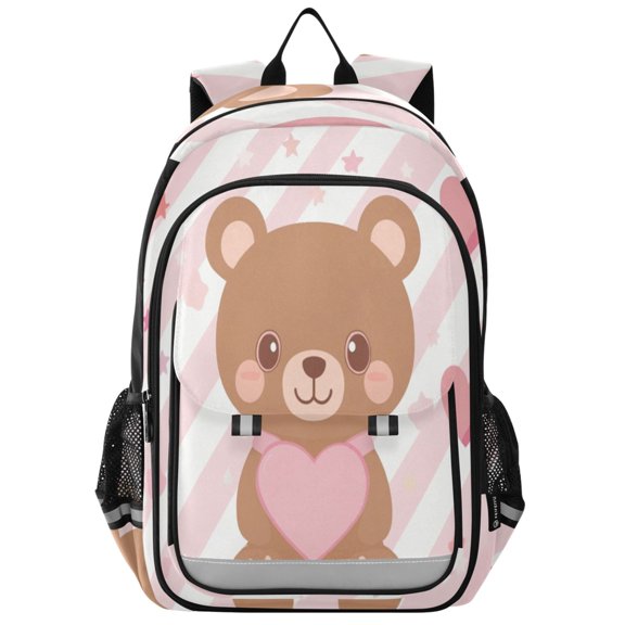 Backpack 12.9 *5.1 * 17.7 Inches Outing Backpack, Shopping Backpack, Travel Backpack Pink Cute Bear
