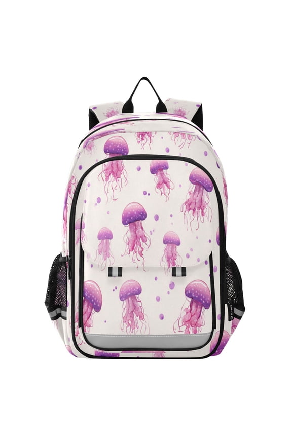 Backpack 12.9 *5.1 * 17.7 Inches Outing Backpack, Shopping Backpack, Travel Backpack Pink Jellyfish Seamless