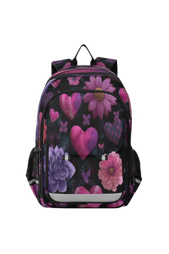 Backpack 12.9 *5.1 * 17.7 Inches Outing Backpack, Shopping Backpack, Travel Backpack Pink Love Pattern