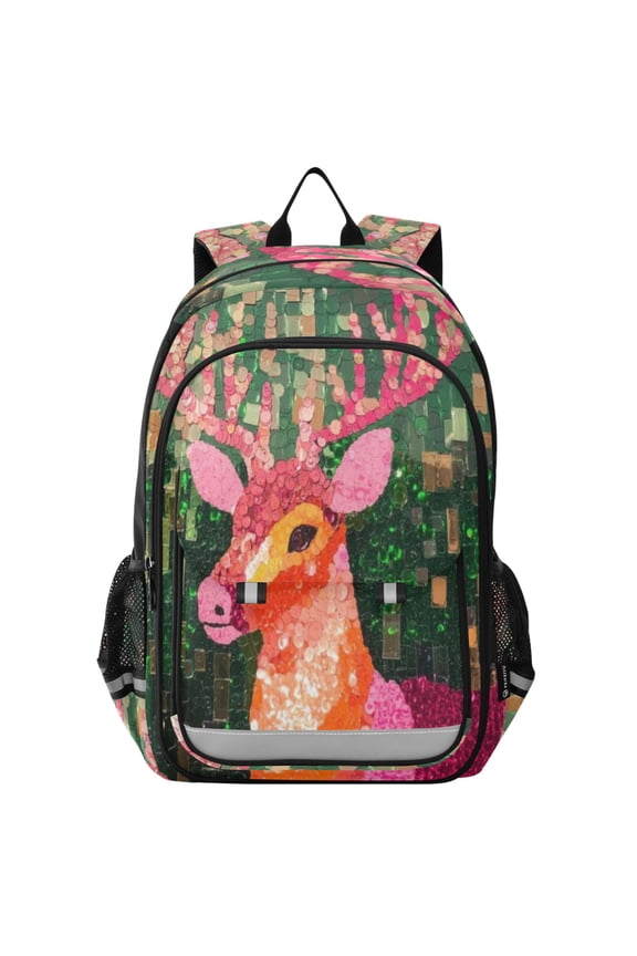 Backpack 12.9 *5.1 * 17.7 Inches Outing Backpack, Shopping Backpack, Travel Backpack Pink Sequined Deer