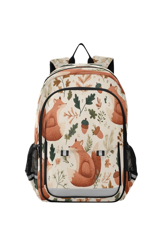 Backpack 12.9 *5.1 * 17.7 Inches Outing Backpack, Shopping Backpack, Travel Backpack Playful Foxes Red Acorns