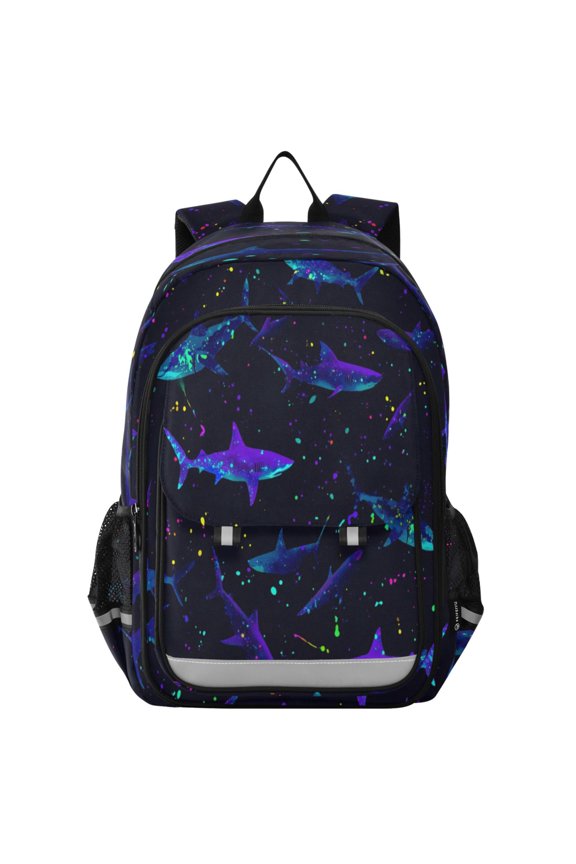 Backpack 12.9 *5.1 * 17.7 Inches Outing Backpack, Shopping Backpack, Travel Backpack Powerful Shark Illustration